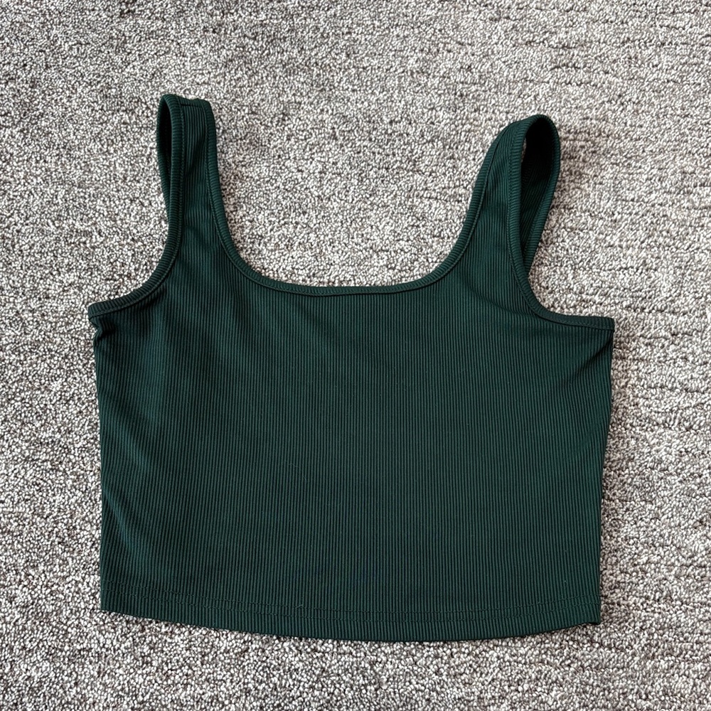 Women's Green Ribbed Tank Top
